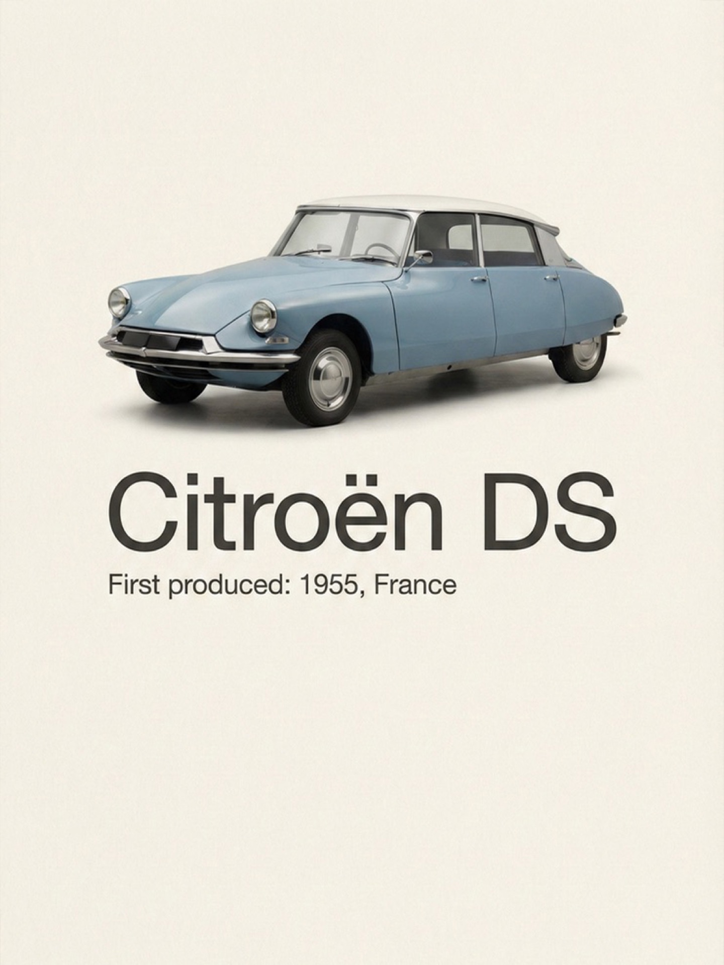 Plakat: Citroën DS, błękitny, pierwsza produkcja 1955, Francja